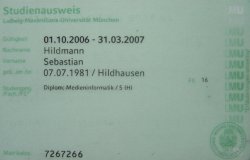 Student ID card of the LMU